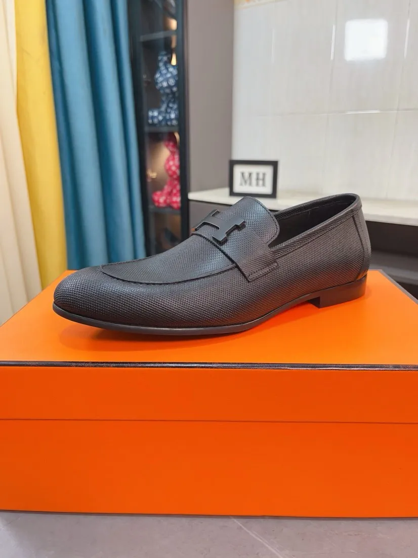 Men's shoes 💰560🌹🌹Niuli "HERMES" Hermès business leather shoes, original factory configuration, original imported cowhide upper + luxury hardware logo + fully imported original customized cowhide lining, sole: rubber wear-resistant outsole, difficult craftsmanship, original factory follow-up goods, 🔍🔍high quality code number: 38-44 45 can be customized